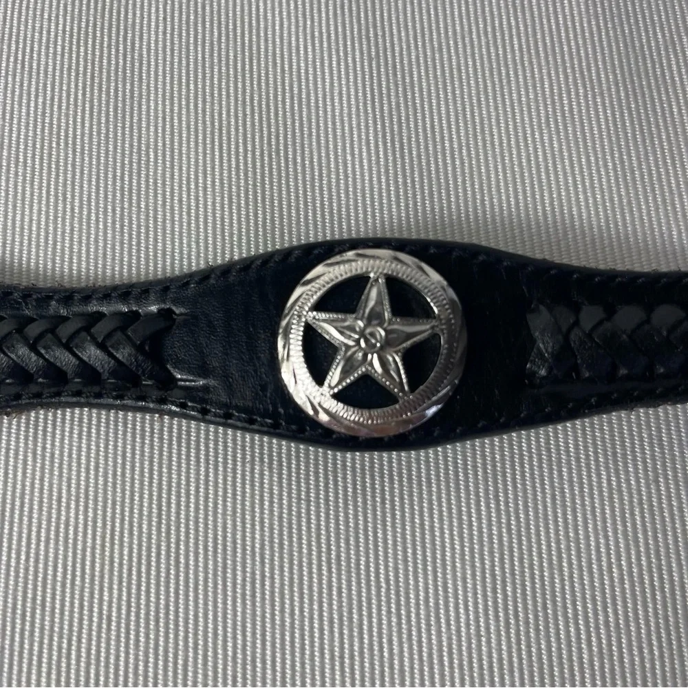 Silver Western Concho Cowboy Belt Black Tooled
Braided Leather Sz 44 - Picture 7 of 14